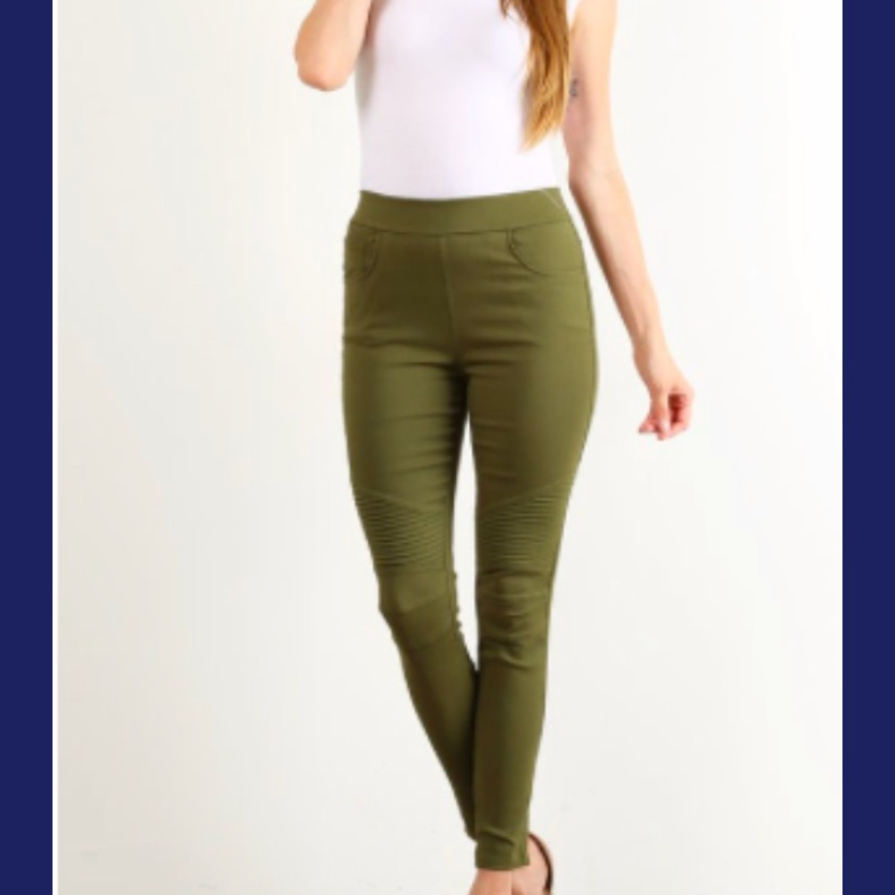 Olive Moto Jeggings